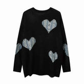 Y2K Ripped Heart Round Neck Oversized Sweatshirts